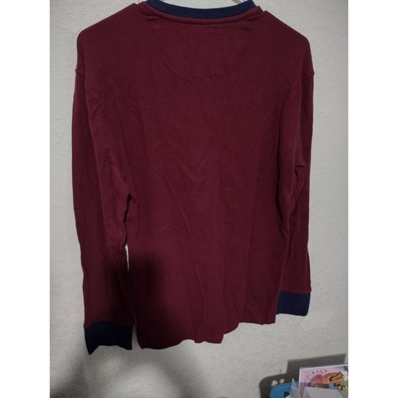 Psycho Bunny Men's sz SM Port Burgundy Tipped Waffle Knit Thermal Lounge T-Shirt - Picture 2 of 4